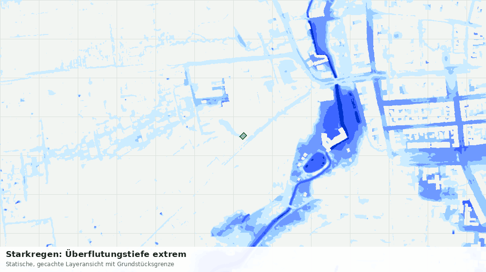 Statische Kartenansicht: Starkregen: Überflutungstiefe extrem
