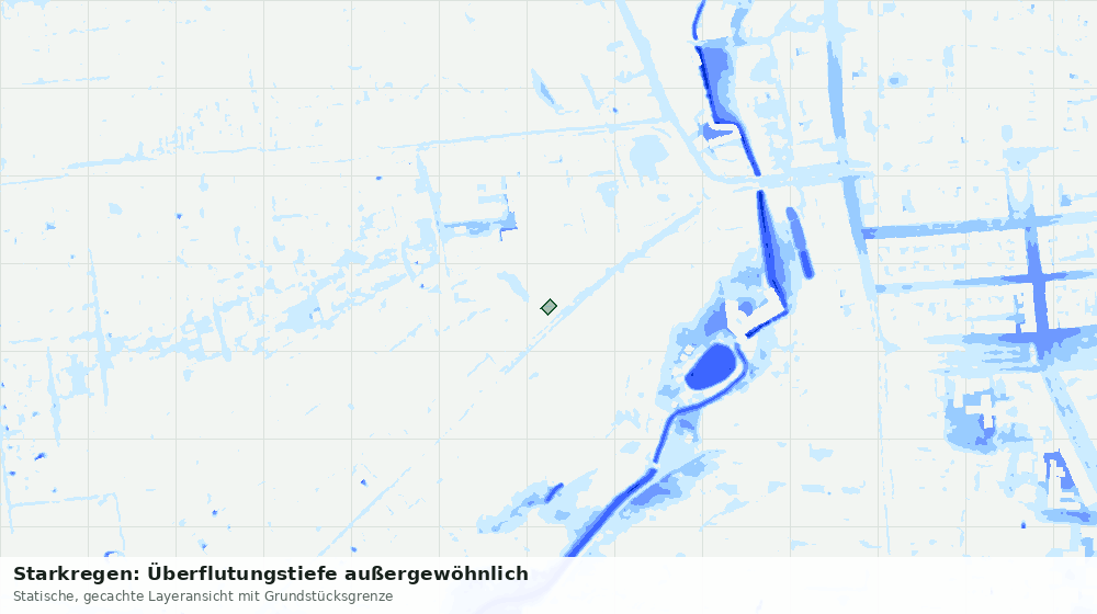 Statische Kartenansicht: Starkregen: Überflutungstiefe außergewöhnlich