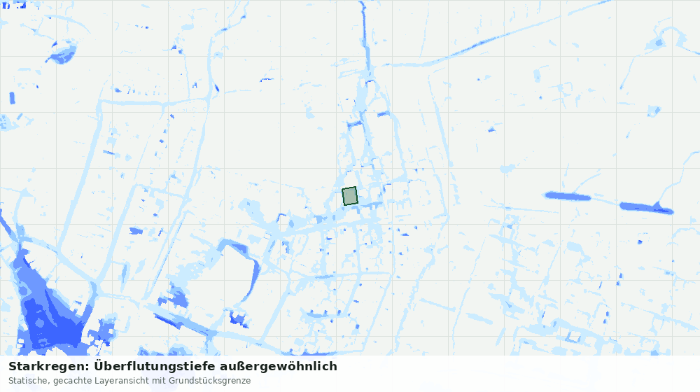 Statische Kartenansicht: Starkregen: Überflutungstiefe außergewöhnlich
