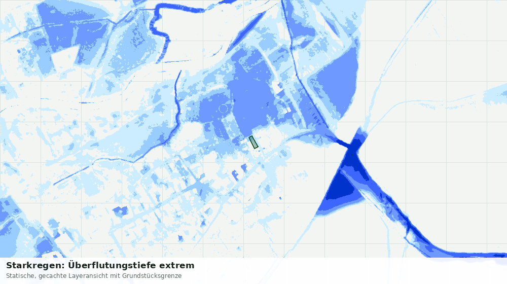 Statische Kartenansicht: Starkregen: Überflutungstiefe extrem