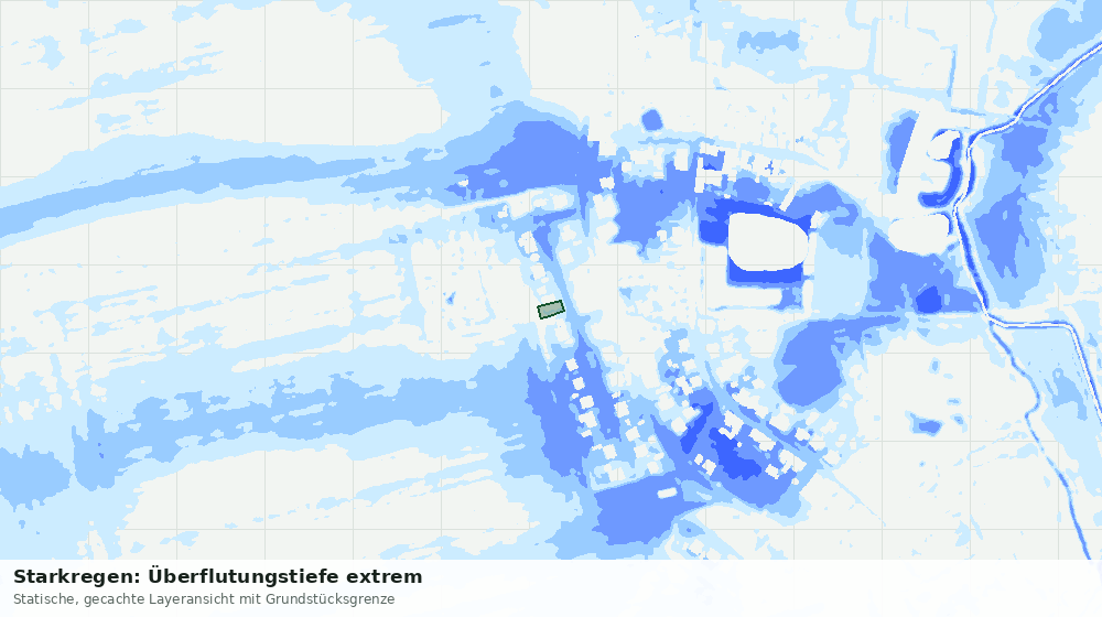 Statische Kartenansicht: Starkregen: Überflutungstiefe extrem