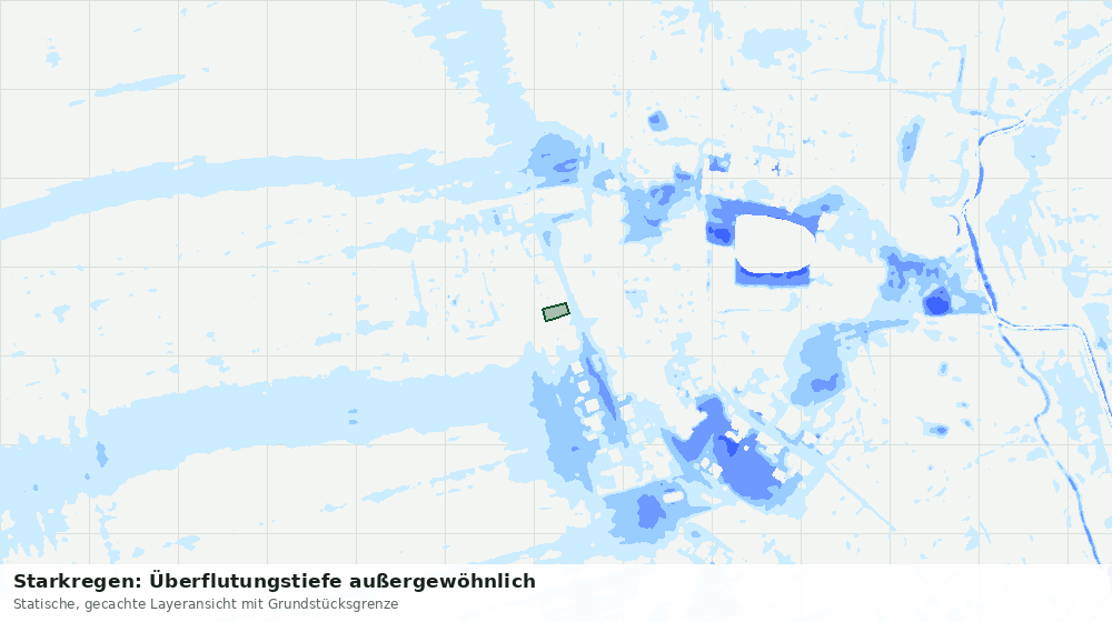 Statische Kartenansicht: Starkregen: Überflutungstiefe außergewöhnlich