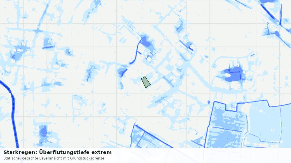 Statische Kartenansicht: Starkregen: Überflutungstiefe extrem