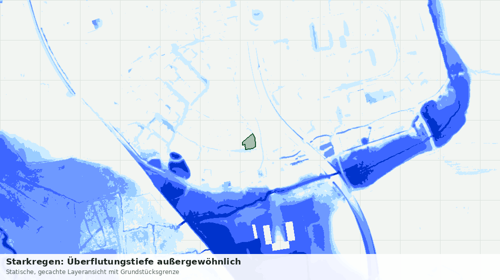 Statische Kartenansicht: Starkregen: Überflutungstiefe außergewöhnlich