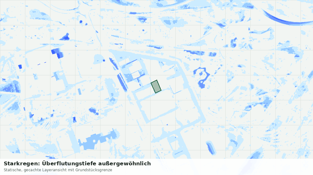 Statische Kartenansicht: Starkregen: Überflutungstiefe außergewöhnlich