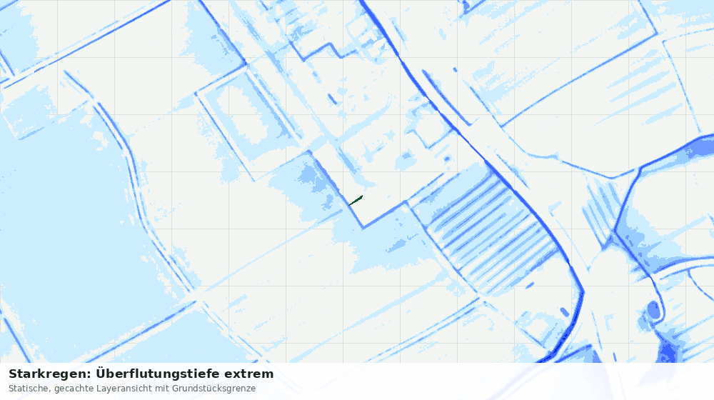 Statische Kartenansicht: Starkregen: Überflutungstiefe extrem