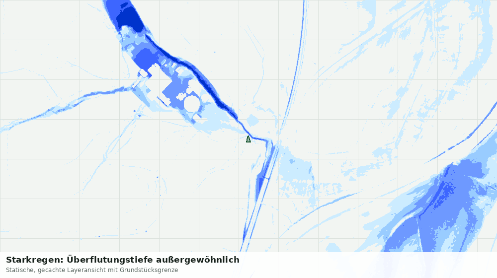 Statische Kartenansicht: Starkregen: Überflutungstiefe außergewöhnlich