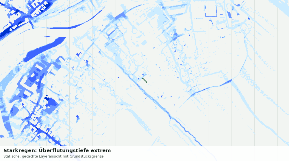 Statische Kartenansicht: Starkregen: Überflutungstiefe extrem