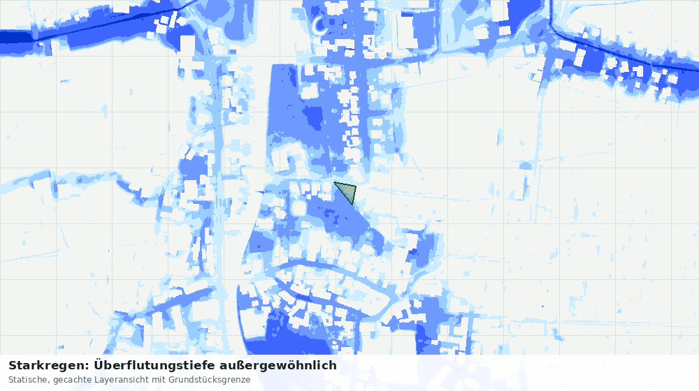 Statische Kartenansicht: Starkregen: Überflutungstiefe außergewöhnlich