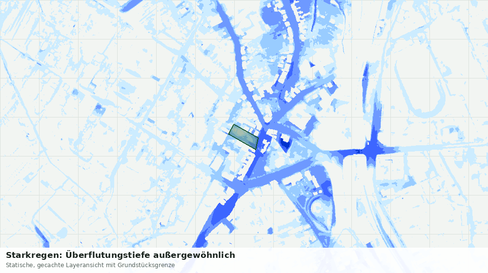 Statische Kartenansicht: Starkregen: Überflutungstiefe außergewöhnlich