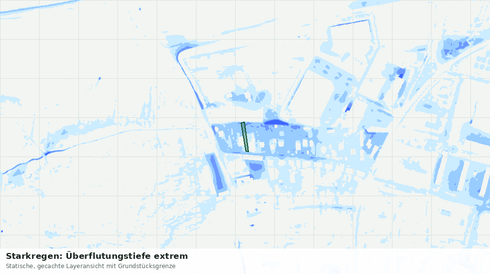 Statische Kartenansicht: Starkregen: Überflutungstiefe extrem