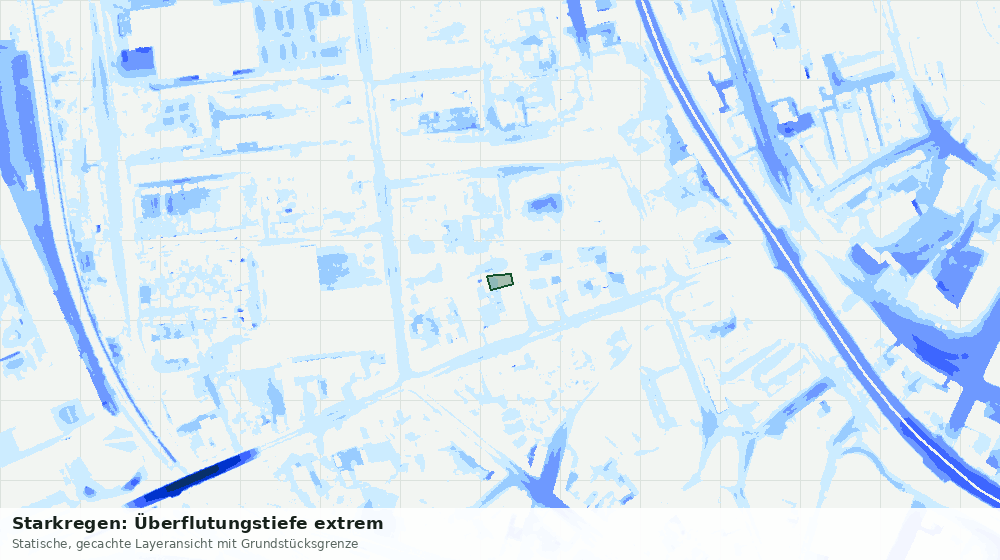 Statische Kartenansicht: Starkregen: Überflutungstiefe extrem