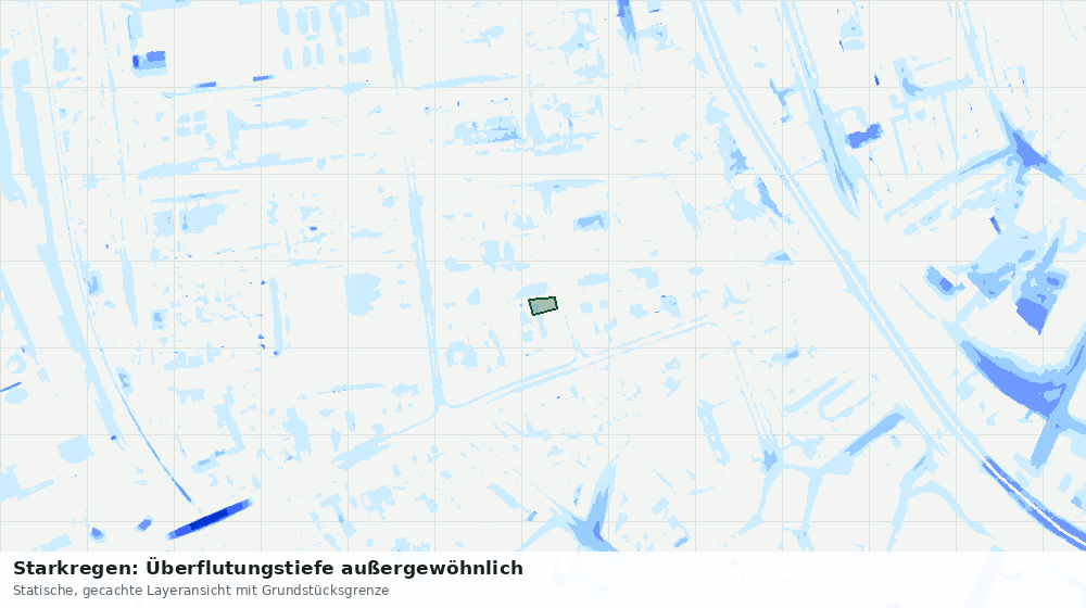 Statische Kartenansicht: Starkregen: Überflutungstiefe außergewöhnlich