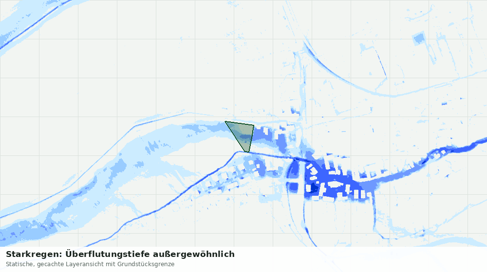 Statische Kartenansicht: Starkregen: Überflutungstiefe außergewöhnlich