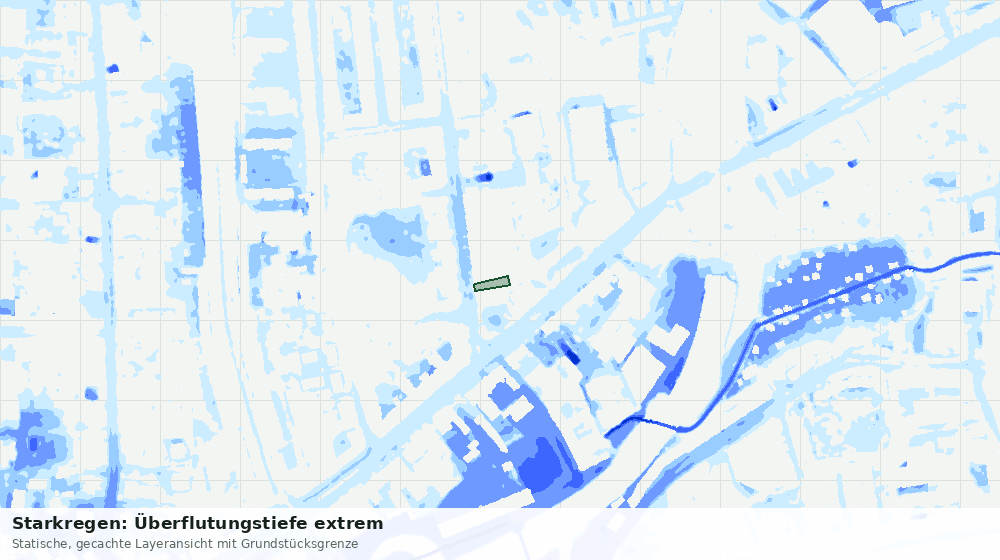 Statische Kartenansicht: Starkregen: Überflutungstiefe extrem