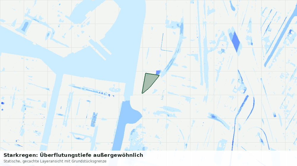 Statische Kartenansicht: Starkregen: Überflutungstiefe außergewöhnlich