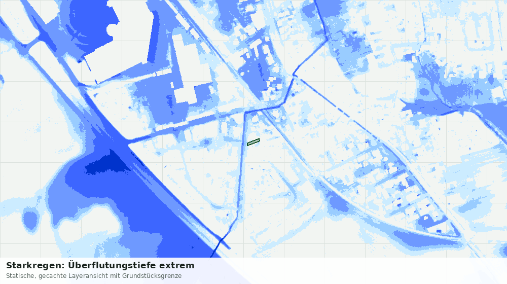 Statische Kartenansicht: Starkregen: Überflutungstiefe extrem