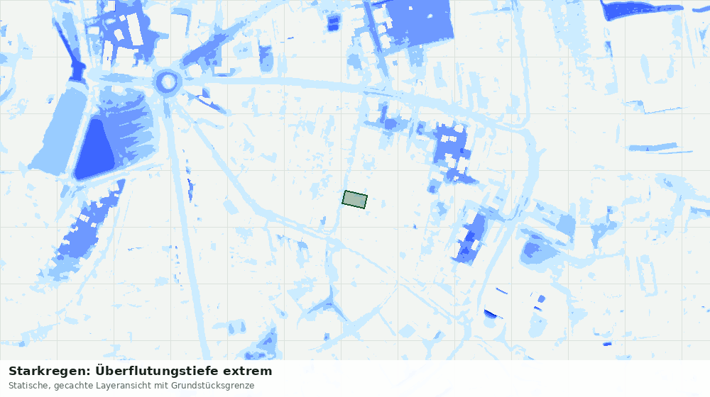 Statische Kartenansicht: Starkregen: Überflutungstiefe extrem
