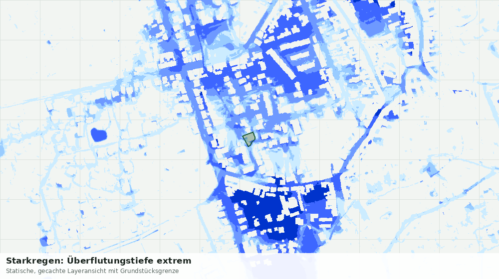 Statische Kartenansicht: Starkregen: Überflutungstiefe extrem
