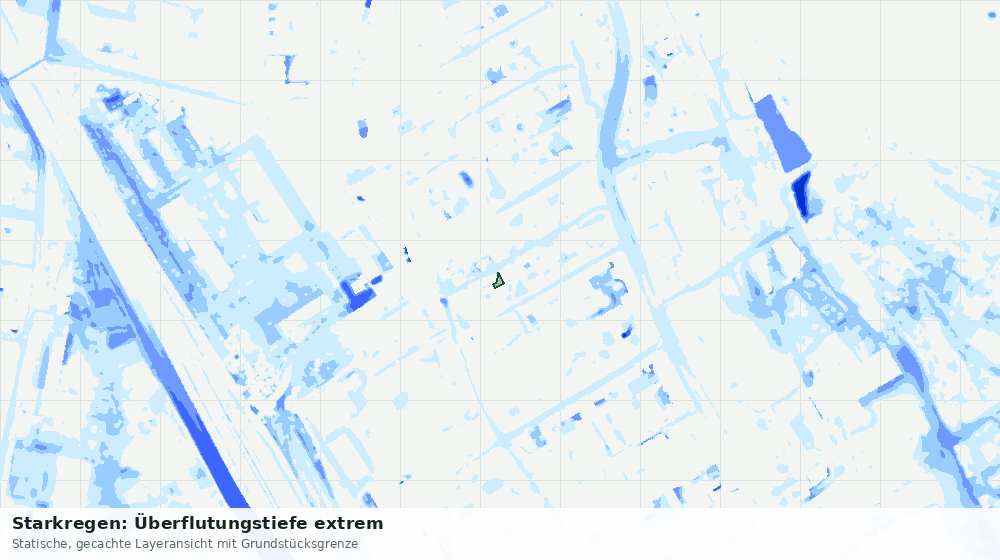 Statische Kartenansicht: Starkregen: Überflutungstiefe extrem