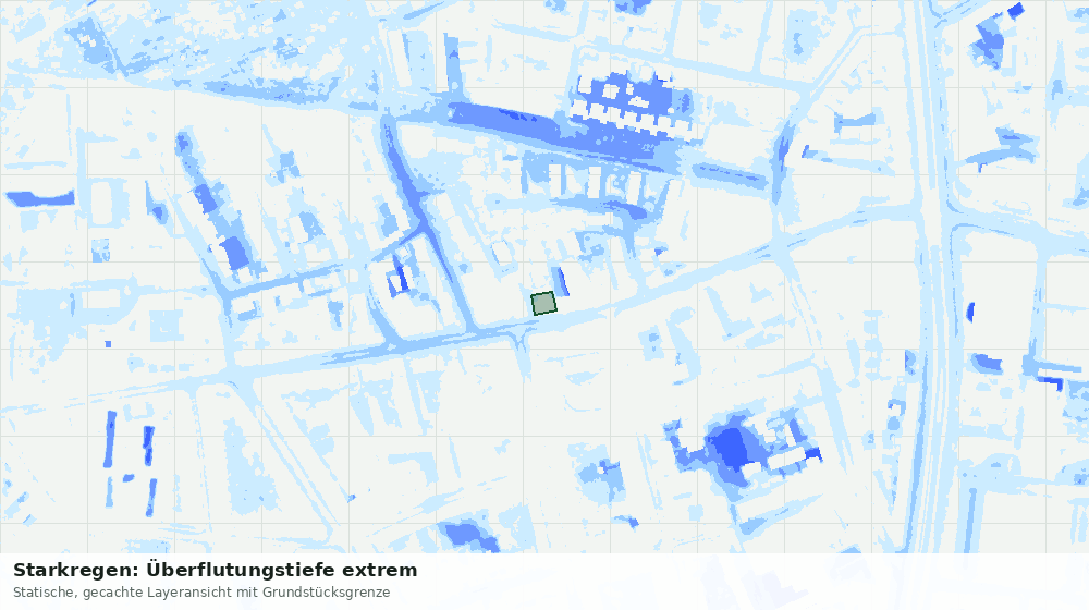 Statische Kartenansicht: Starkregen: Überflutungstiefe extrem