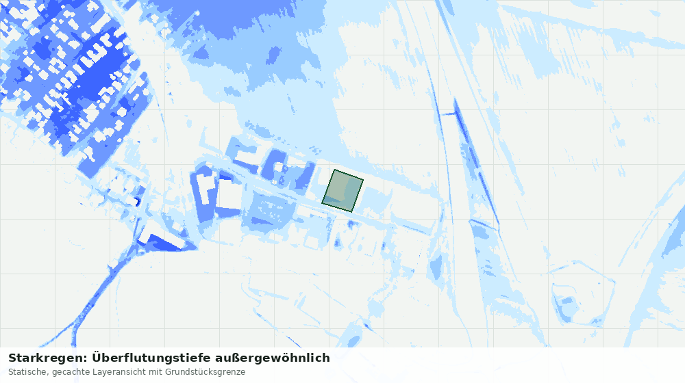 Statische Kartenansicht: Starkregen: Überflutungstiefe außergewöhnlich
