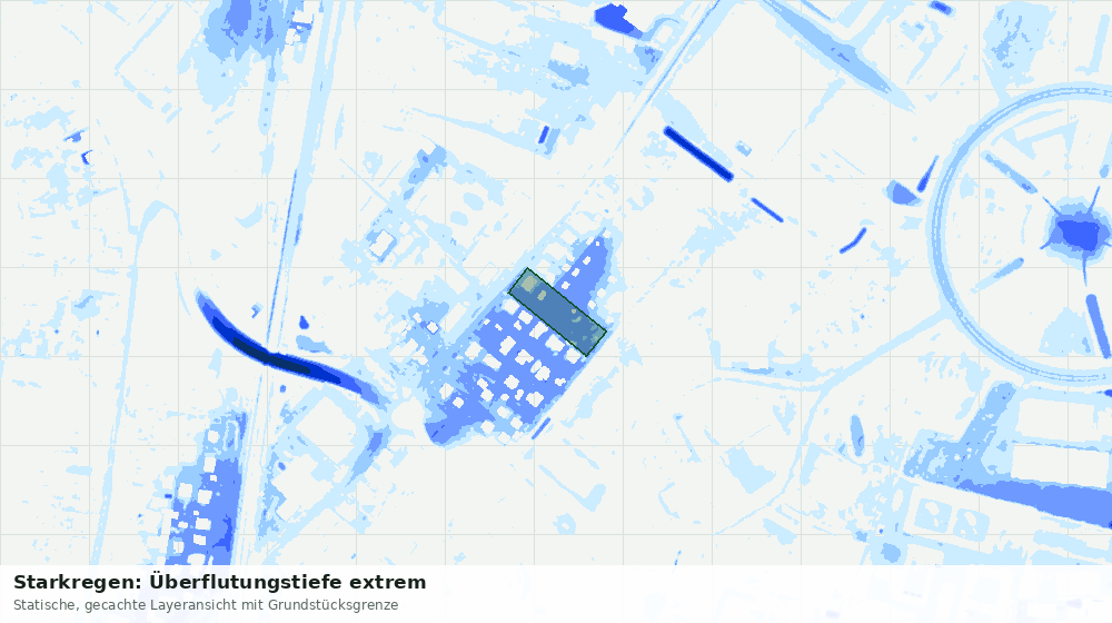 Statische Kartenansicht: Starkregen: Überflutungstiefe extrem