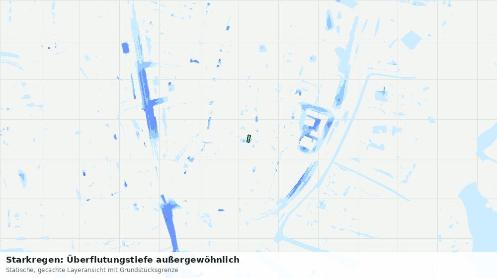 Statische Kartenansicht: Starkregen: Überflutungstiefe außergewöhnlich