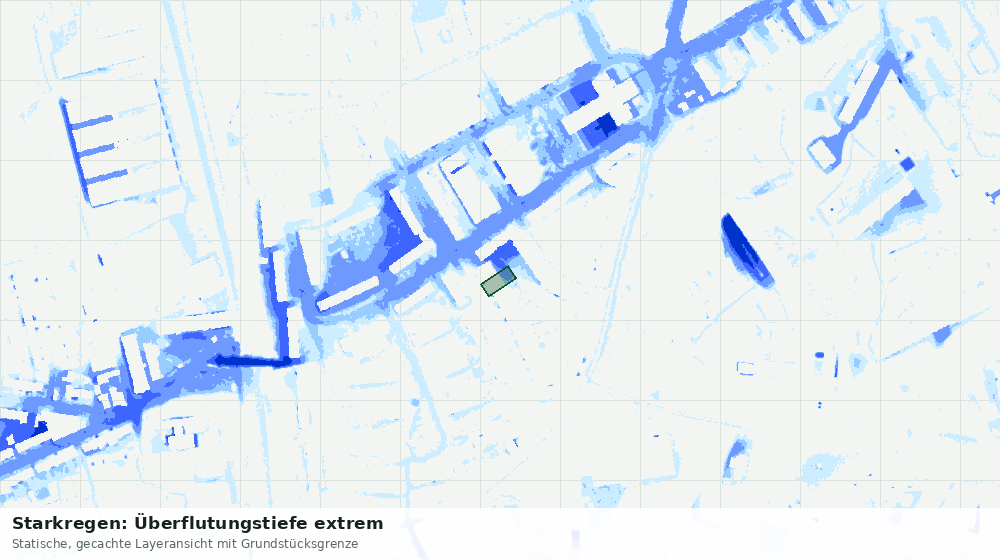 Statische Kartenansicht: Starkregen: Überflutungstiefe extrem
