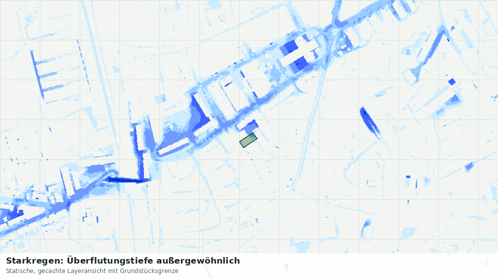 Statische Kartenansicht: Starkregen: Überflutungstiefe außergewöhnlich