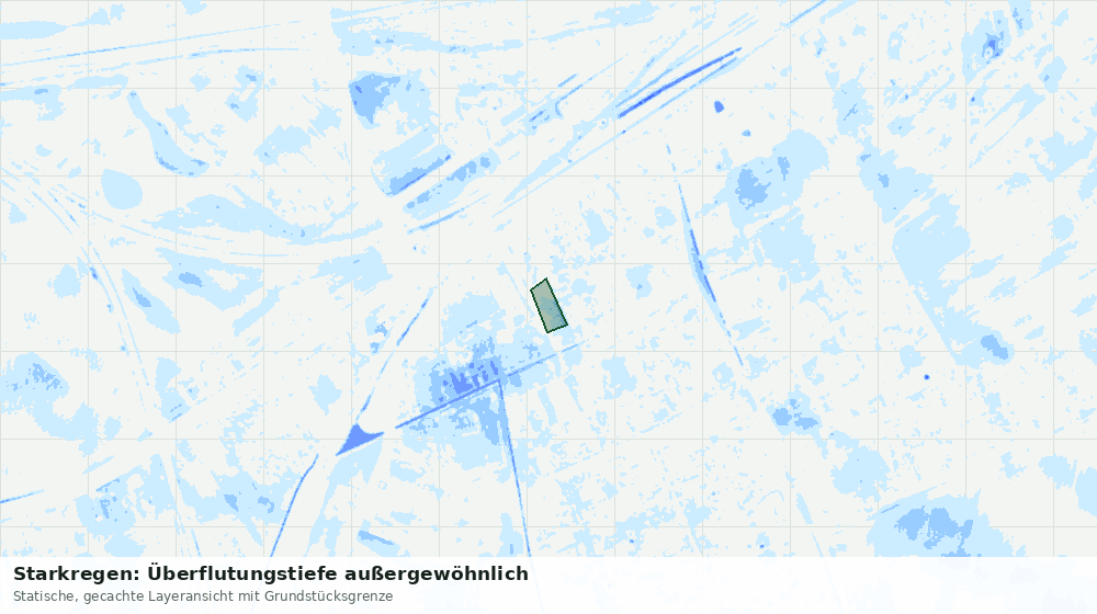 Statische Kartenansicht: Starkregen: Überflutungstiefe außergewöhnlich