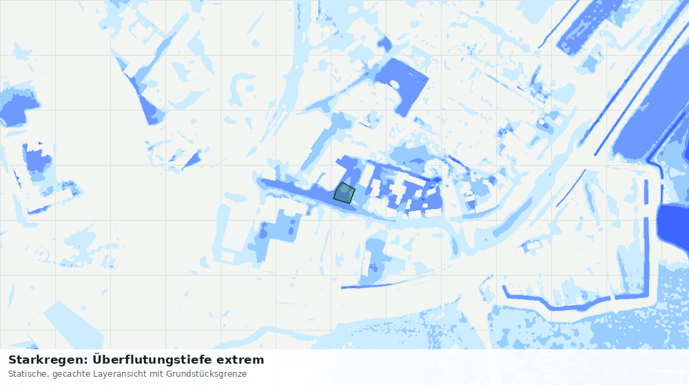 Statische Kartenansicht: Starkregen: Überflutungstiefe extrem