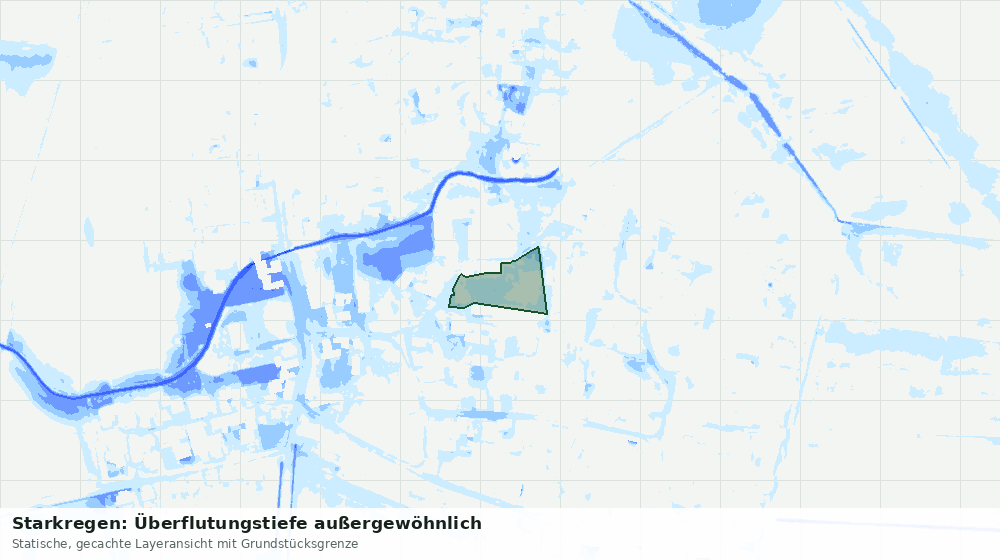 Statische Kartenansicht: Starkregen: Überflutungstiefe außergewöhnlich