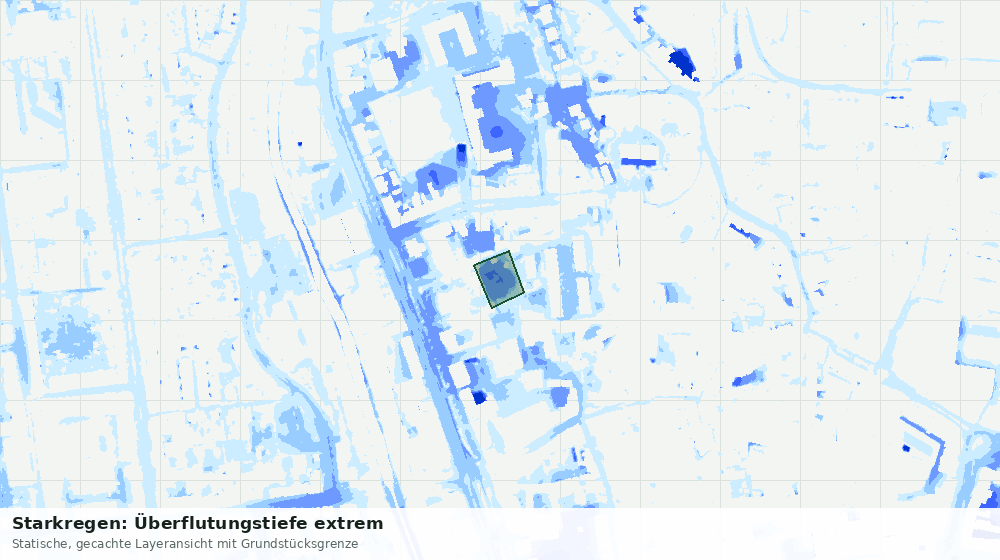 Statische Kartenansicht: Starkregen: Überflutungstiefe extrem