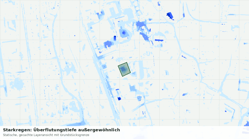 Statische Kartenansicht: Starkregen: Überflutungstiefe außergewöhnlich