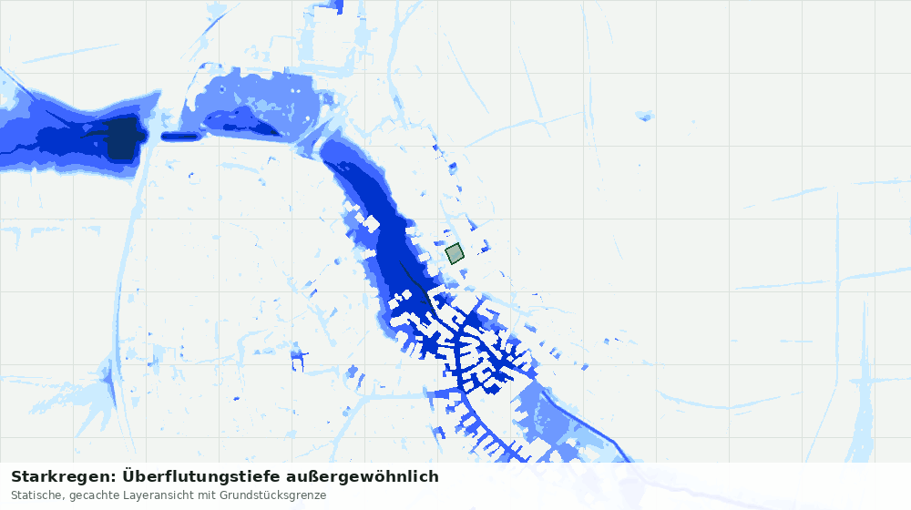 Statische Kartenansicht: Starkregen: Überflutungstiefe außergewöhnlich