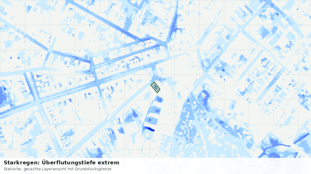 Statische Kartenansicht: Starkregen: Überflutungstiefe extrem