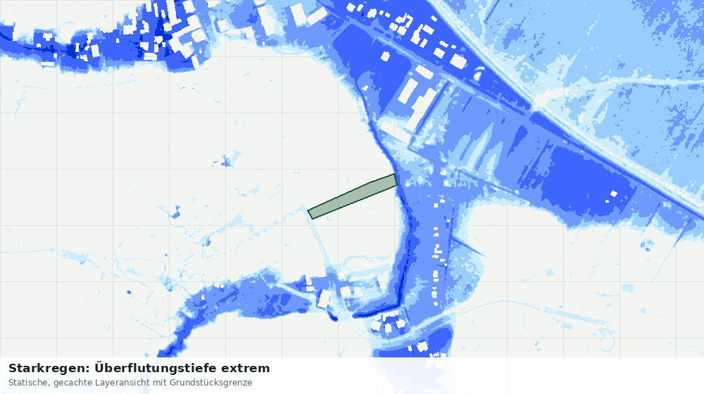 Statische Kartenansicht: Starkregen: Überflutungstiefe extrem