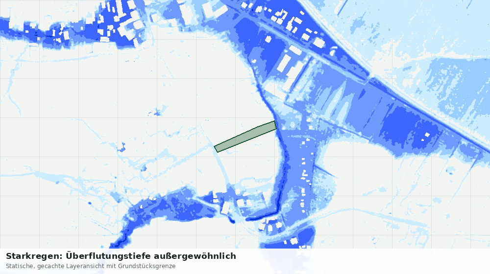 Statische Kartenansicht: Starkregen: Überflutungstiefe außergewöhnlich
