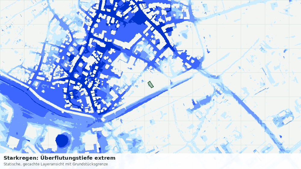 Statische Kartenansicht: Starkregen: Überflutungstiefe extrem