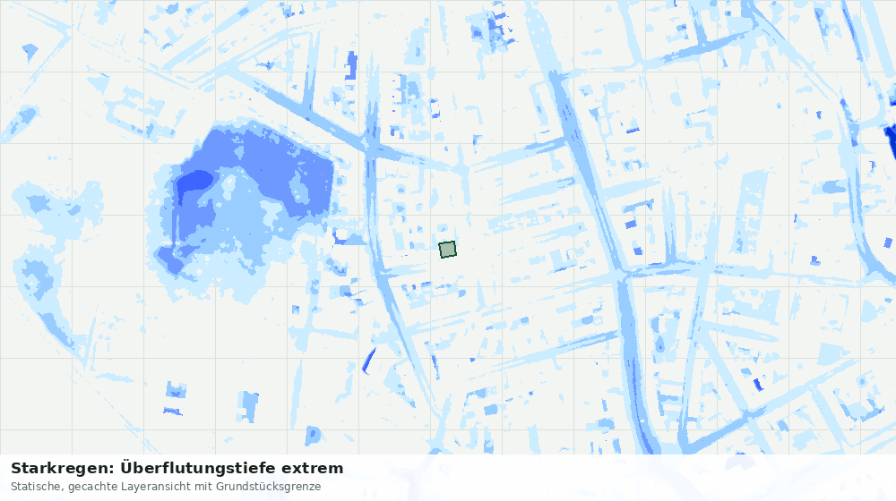 Statische Kartenansicht: Starkregen: Überflutungstiefe extrem