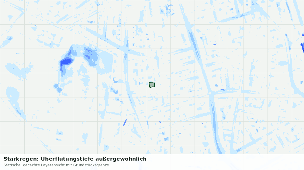 Statische Kartenansicht: Starkregen: Überflutungstiefe außergewöhnlich