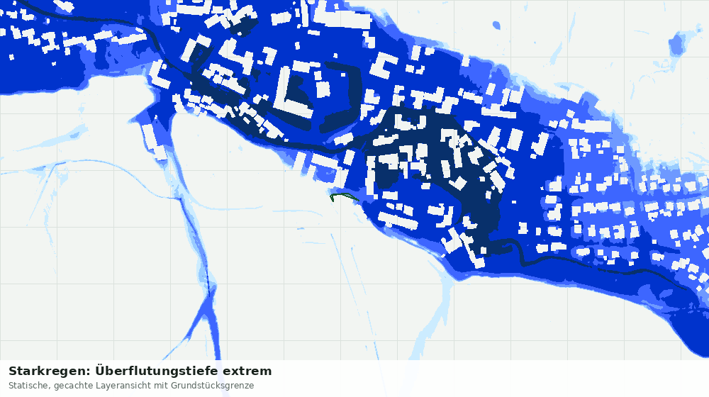 Statische Kartenansicht: Starkregen: Überflutungstiefe extrem
