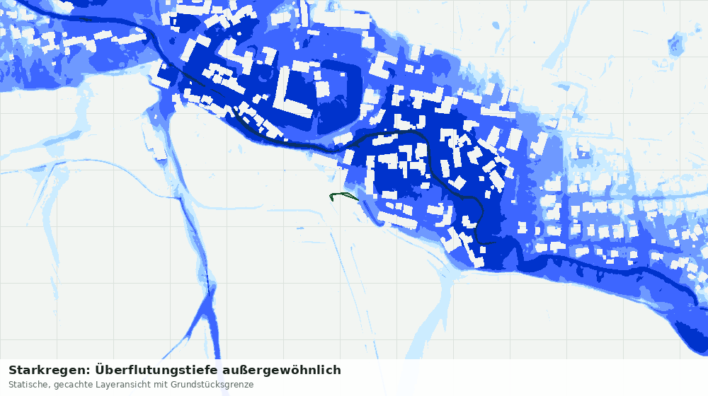 Statische Kartenansicht: Starkregen: Überflutungstiefe außergewöhnlich