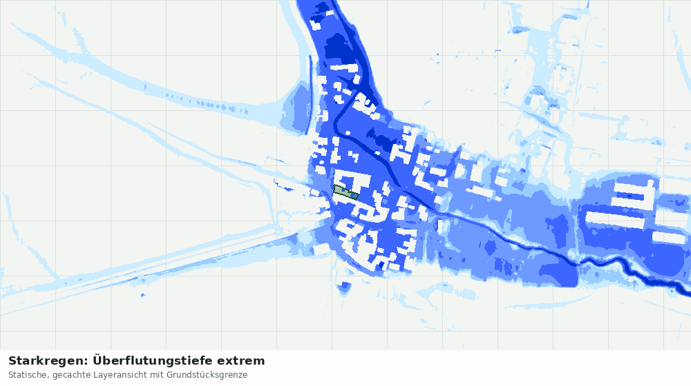 Statische Kartenansicht: Starkregen: Überflutungstiefe extrem