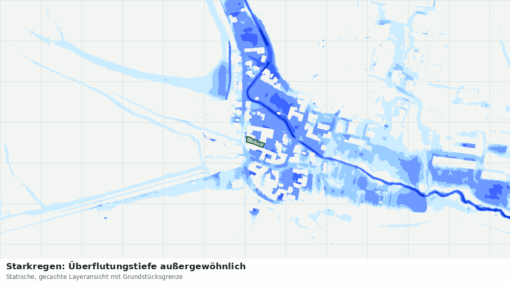 Statische Kartenansicht: Starkregen: Überflutungstiefe außergewöhnlich