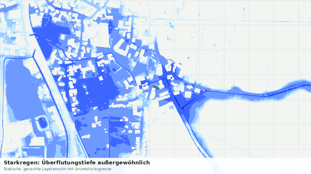 Statische Kartenansicht: Starkregen: Überflutungstiefe außergewöhnlich