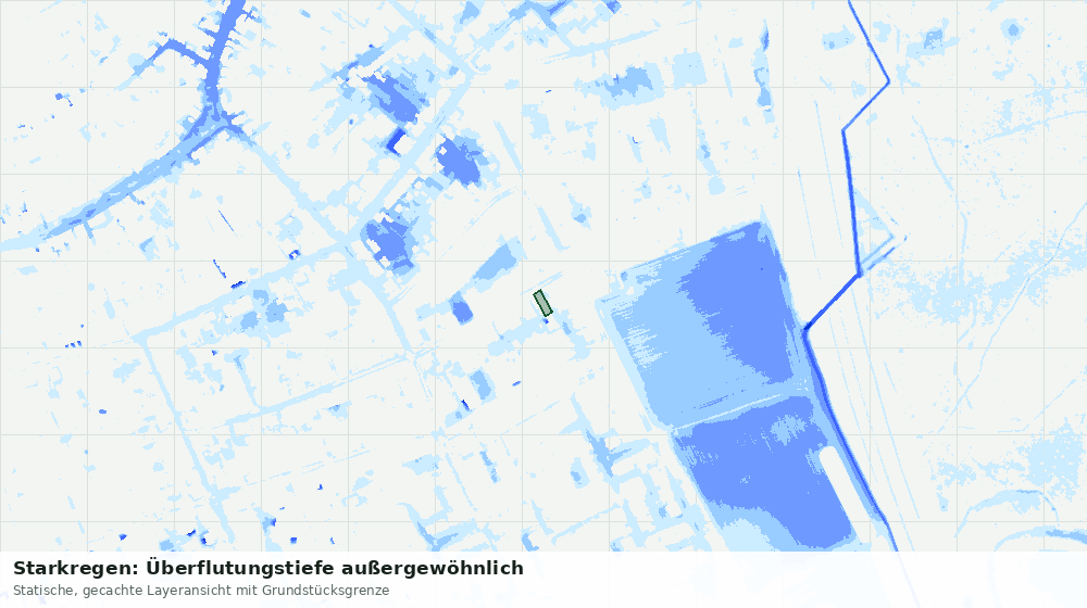 Statische Kartenansicht: Starkregen: Überflutungstiefe außergewöhnlich