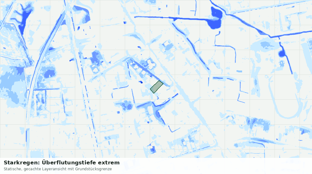 Statische Kartenansicht: Starkregen: Überflutungstiefe extrem