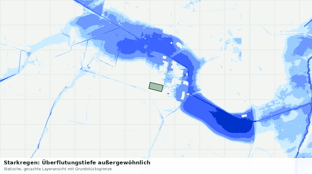 Statische Kartenansicht: Starkregen: Überflutungstiefe außergewöhnlich